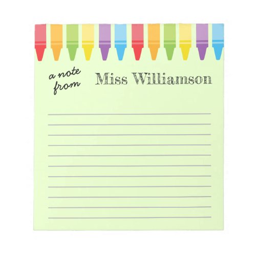 Personalized Crayons Teacher Appreciation Gifts Notepad