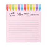 Personalized Crayons Teacher Appreciation Gifts  Notepad