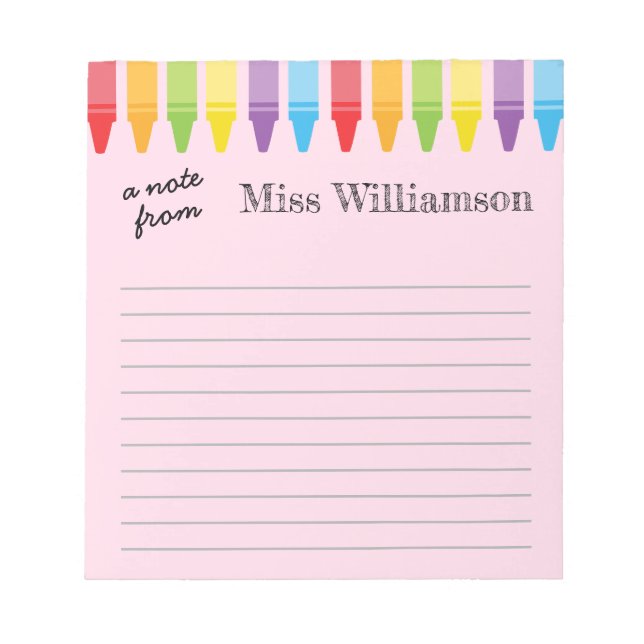 Personalized Crayons Teacher Appreciation Gifts  Notepad (Front)