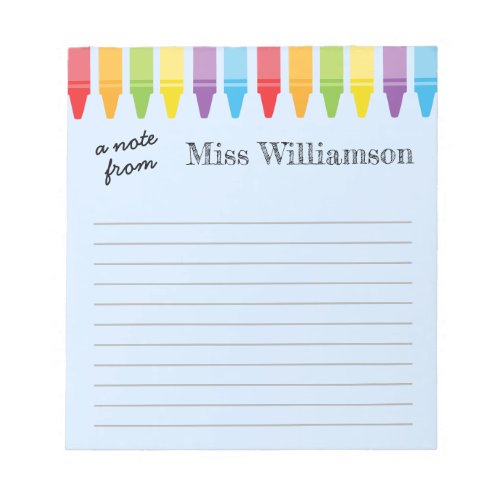 Personalized Crayons Teacher Appreciation Gifts Notepad