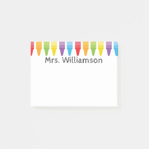 Personalized Crayons Teacher Back to School Post_it Notes