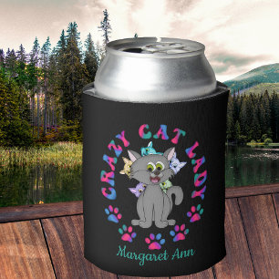 Personalized CRAZY CAT LADY Can Cooler