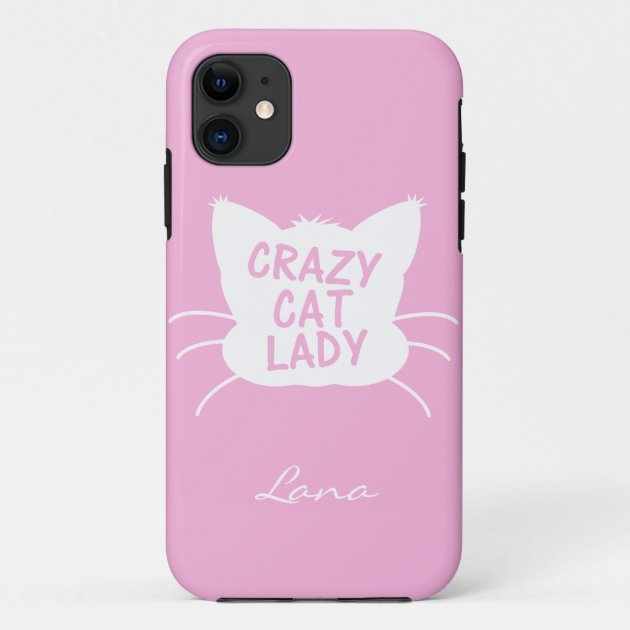 Personalized Crazy Cat Lady in Cotton Candy Pink Case-Mate iPhone Case  Zazzle