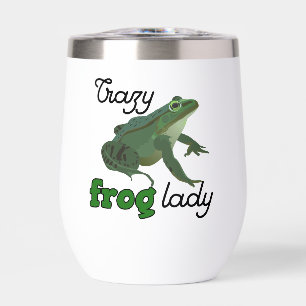 Personalized Crazy Frog Lady Frog Lover Gifts Thermal Wine Tumbler