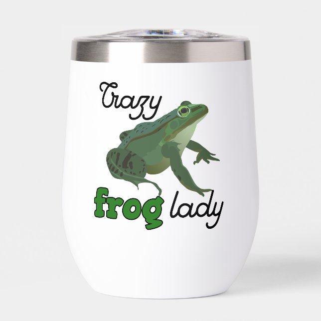 Personalized Crazy Frog Lady Frog Lover Gifts Thermal Wine Tumbler (Front)