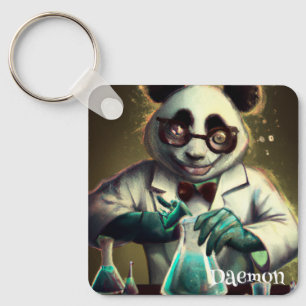 PERSONALIZED CRAZY SCIENTIST PANDA MIXING POTIONS KEYCHAIN