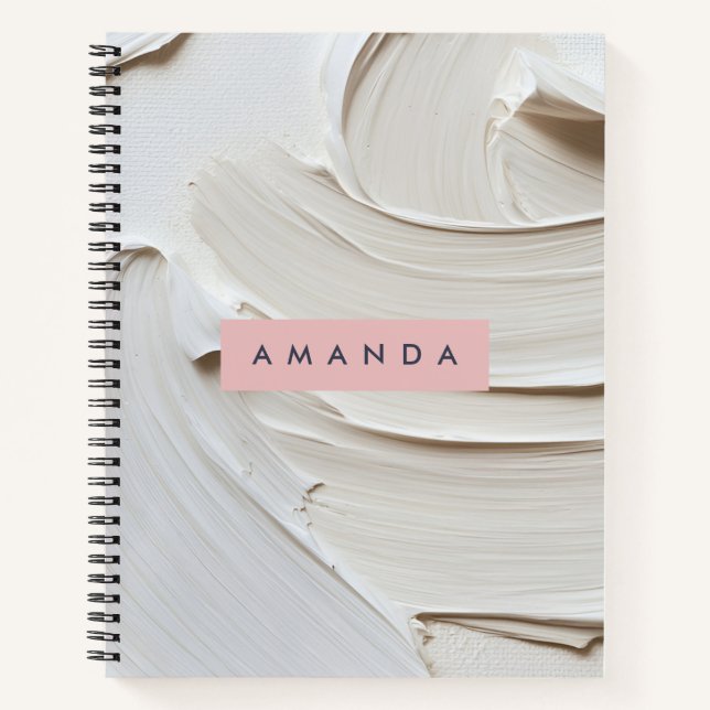Personalized Cream Abstract Brushstroke Notebook (Front)