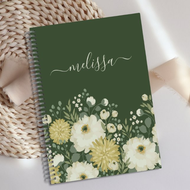 Personalized Cream Green Floral Journal  (Creator Uploaded)