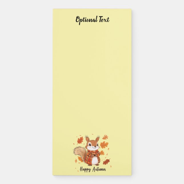 Personalized Cream Happy Autumn - Squirrel  Magnetic Notepad (Front)