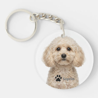 Personalized Cream Maltipoo Dog Keychains