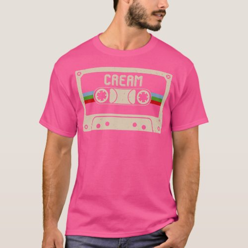 Personalized Cream Name Birthday Vintage Cassette  T_Shirt