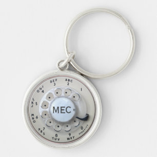 Personalized Cream Rotary Phone Dial Keychain