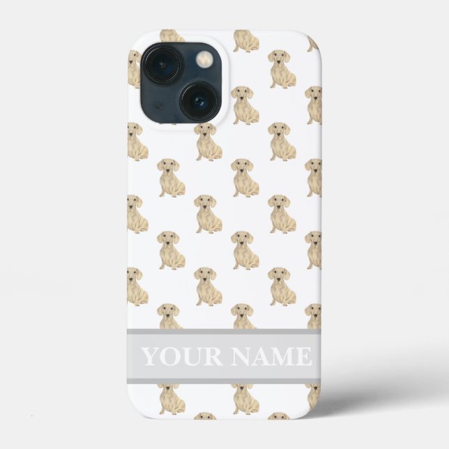 Personalized Cream Smooth Dachshund  Case-Mate iPhone Case (Back)