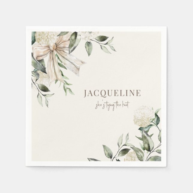 Personalized Cream Tying the Knot Shower  Napkins (Front)