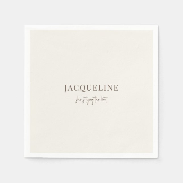 Personalized Cream Tying the Knot Simple Shower  Napkins (Front)