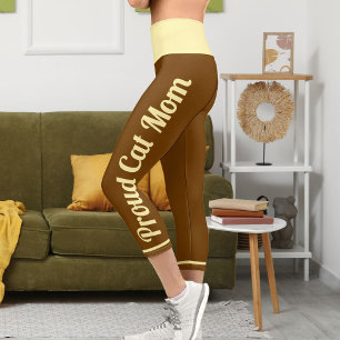 Personalized Cream Vintage Retro Classic Cat Love Capri Leggings