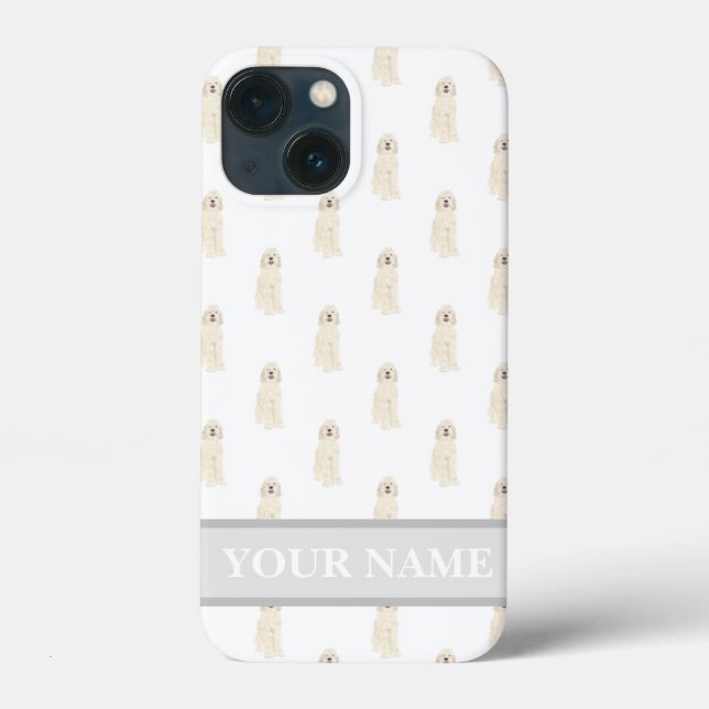 Personalized Cream White Doodle Dog Case-Mate iPhone Case (Back)