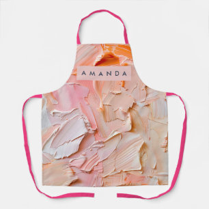 Personalized Creamy Brushstroke Peach and Blush Apron