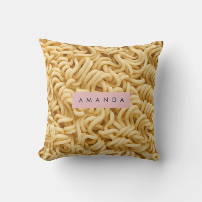 Personalized Creamy Noodle Food Throw Pillow (Front)