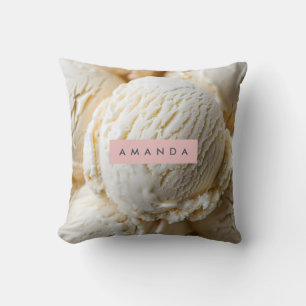 Personalized Creamy Vanilla Ice Cream  Throw Pillow