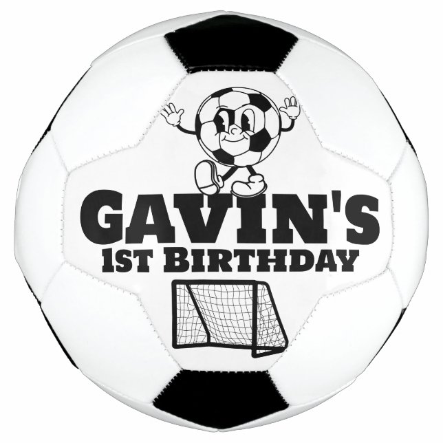 Personalized Create Your Own Custom Retro Birthday Soccer Ball (Front)
