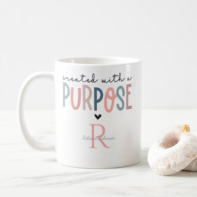 Personalized Created With A Purpose Coffee Mug (With Donut)