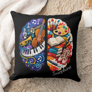 Personalized Creative Brain Arts & Music Name Chic Throw Pillow