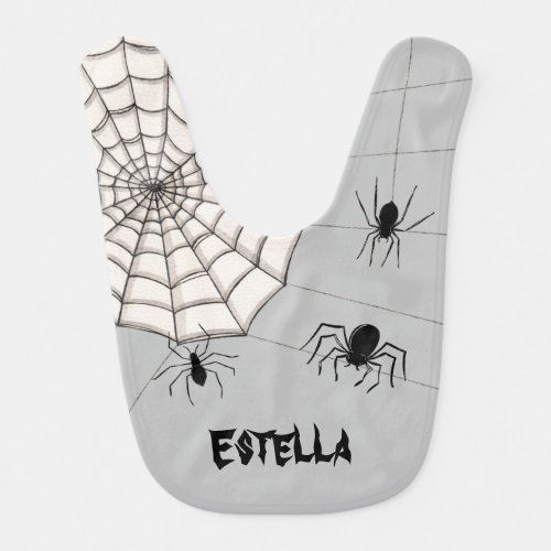 Personalized Creepy Spiders Halloween Baby Bib