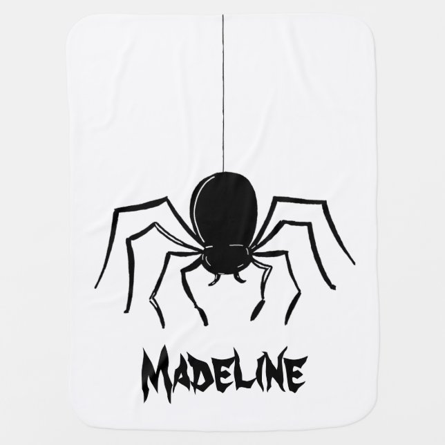 Personalized Creepy Spiders Halloween Baby Blanket (Front)