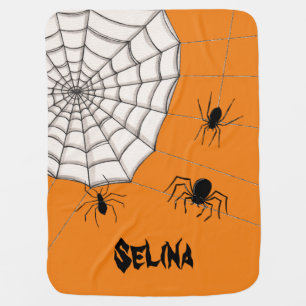 Personalized Creepy Spiders Halloween Baby Blanket