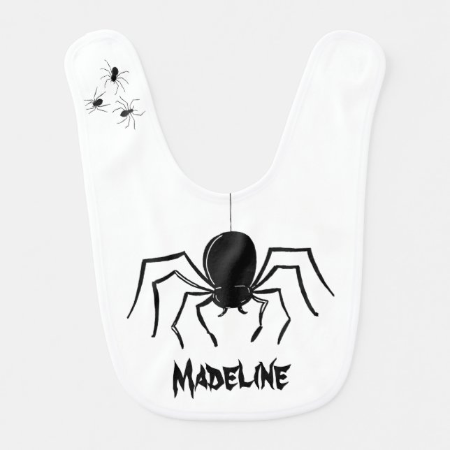 Personalized Creepy Spiders Halloween Bib (Front)
