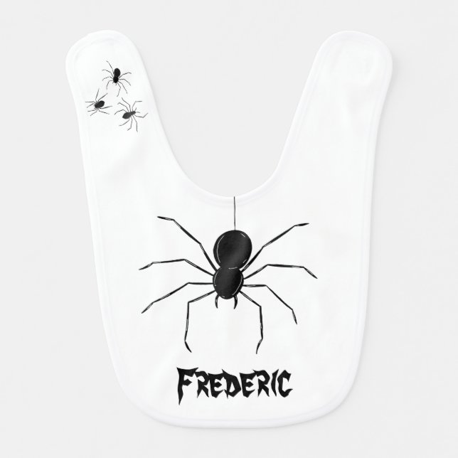 Personalized Creepy Spiders Halloween Bib (Front)