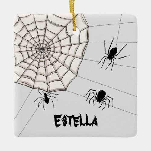 Personalized Creepy Spiders Halloween Ceramic Ornament