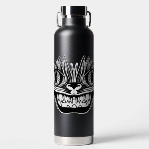 Personalized Creepy Tribal Cat Black and White Water Bottle