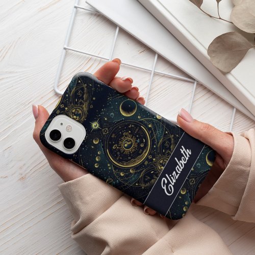 Personalized Crescent Moon And Stars Celestial iPhone 12 Case