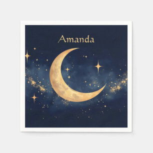 Personalized Crescent Moon and Stars Night Sky Napkins