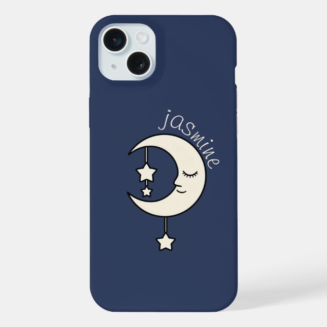 Personalized Crescent Moon with Star Iphone Case (Back)