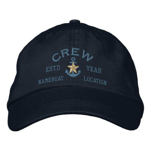 Personalized Crew Coastal Star Anchor Embroidered Baseball Cap