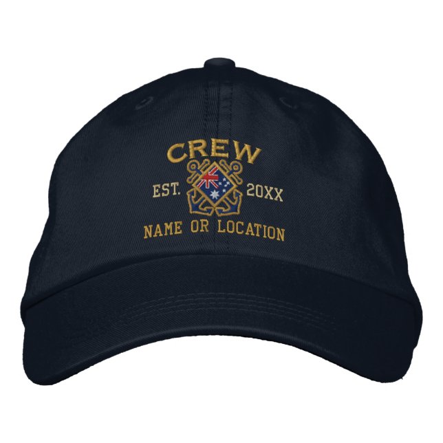 Personalized Crew Nautical Australia Anchors Embroidered Baseball Hat (Front)