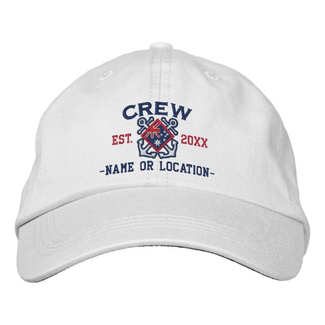 Personalized Crew Nautical Australia Embroidery Embroidered Baseball Hat (Front)