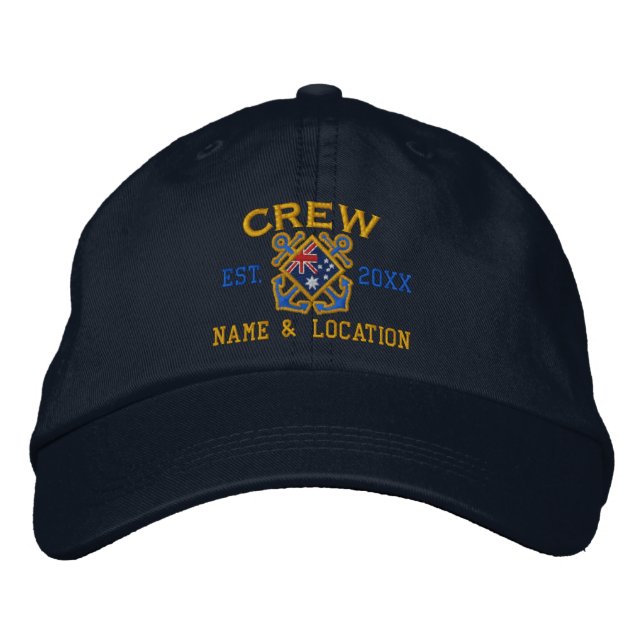 Personalized Crew Nautical Australia Embroidery Embroidered Baseball Hat (Front)