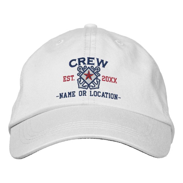 Personalized Crew Nautical Star Embroidery Embroidered Baseball Hat (Front)