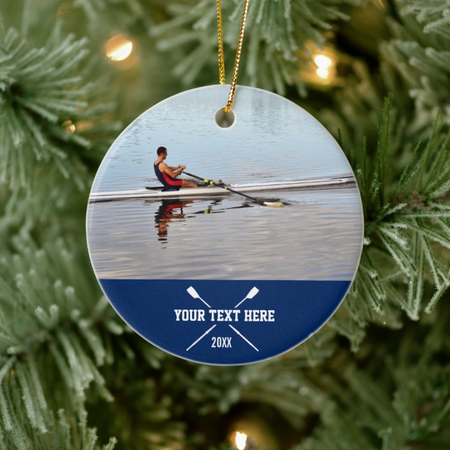 Personalized Crew Rowing Club Team Name Year Ceramic Ornament (Tree)