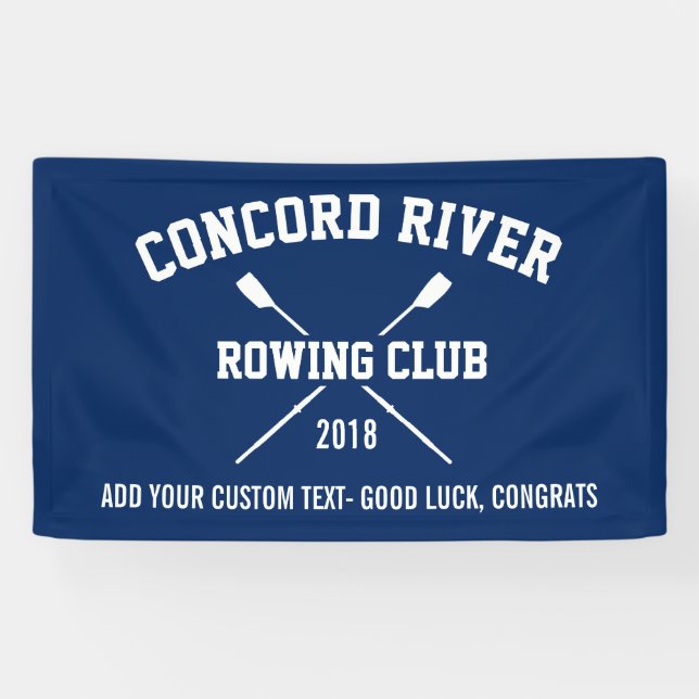 Personalized Crew Rowing Logo Oars Team Name Year Banner (Horizontal)