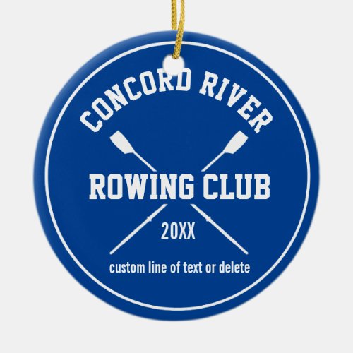 Personalized Crew Rowing Logo Oars Team Name Year Ceramic Ornament