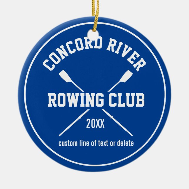 Personalized Crew Rowing Logo Oars Team Name Year Ceramic Ornament (Front)