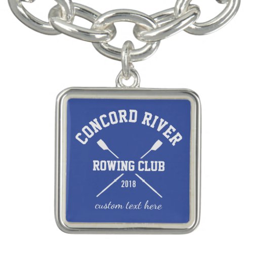 Personalized Crew Rowing Logo Oars Team Name Year Charm Bracelet