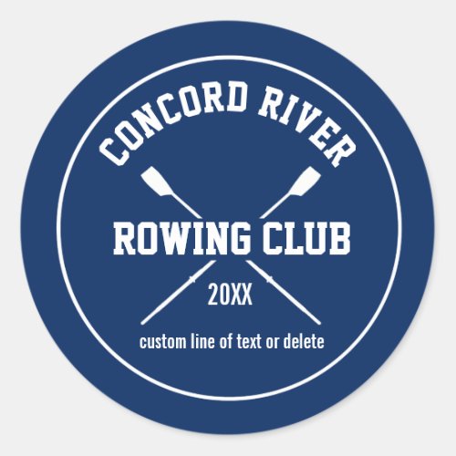 Personalized Crew Rowing Logo Oars Team Name Year Classic Round Sticker