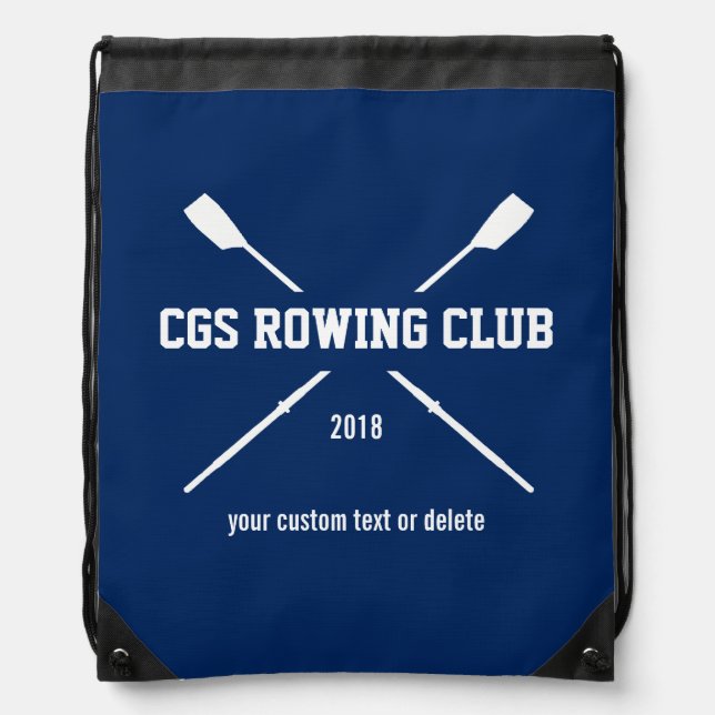 Personalized Crew Rowing Logo Oars Team Name Year Drawstring Bag (Front)