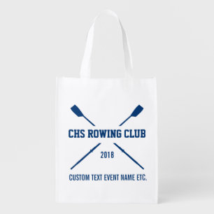 Personalized Crew Rowing Logo Oars Team Name Year Grocery Bag